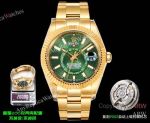 AR+ Factory Weighted Version Rolex SKY-DWELLER Green Face Yellow Gold Watch 42mm